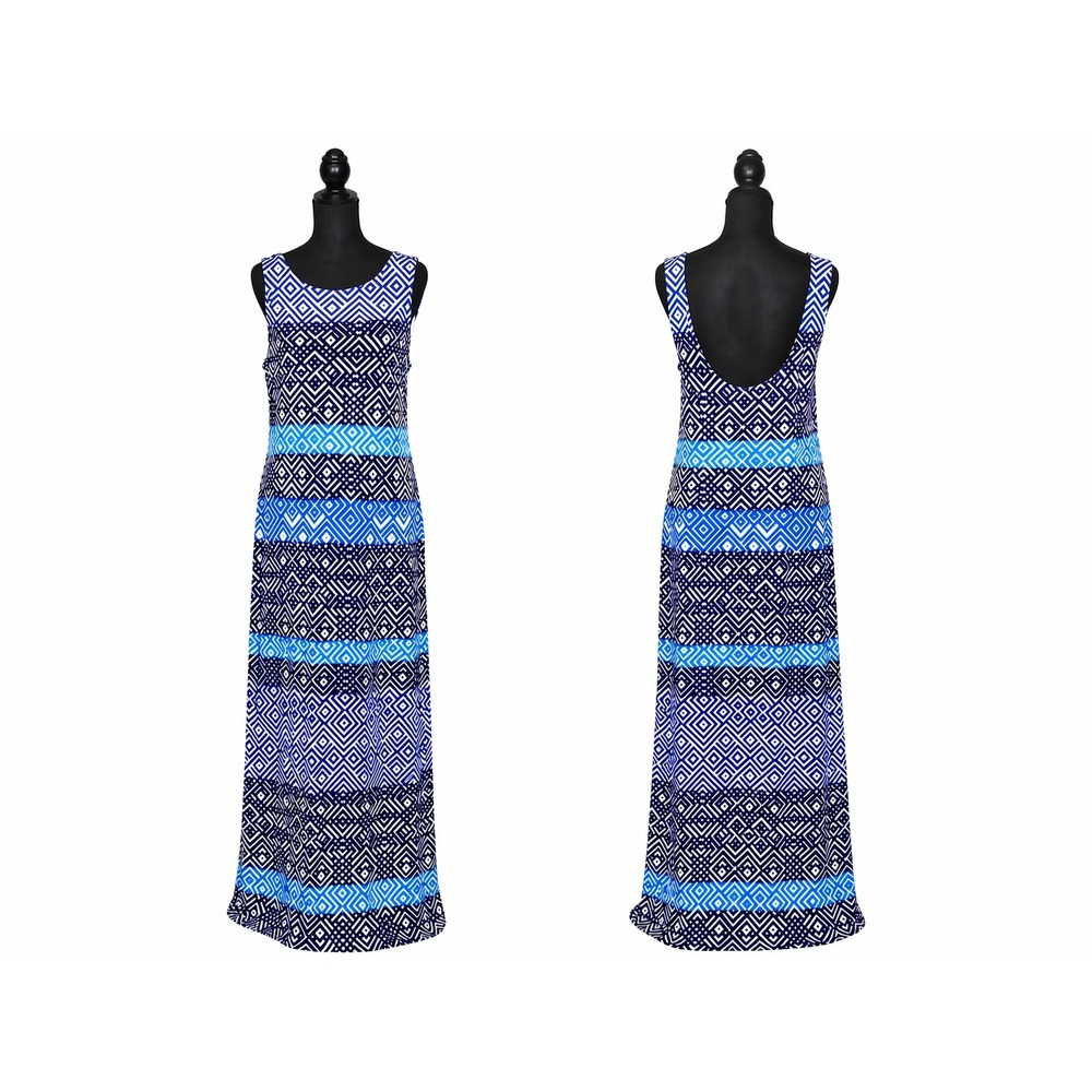 Tommy Bahama Womens Mayan Maze Maxi Dress Size M Blue Coastal Beach Vacation